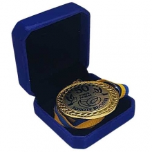 Коробочка для медали бархатная 90 мм синяя